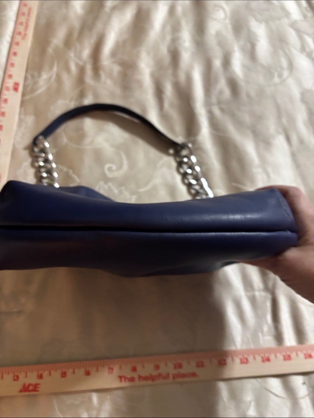 Kendall & Kylie Navy Blue Leather Chain-Handle Shoulder Bag - Picture 2 of 7